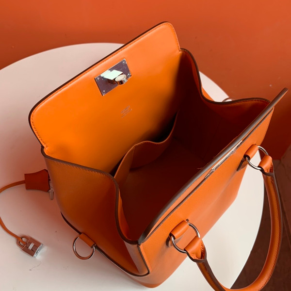 Hermes 20cm Toolbox Bag Orange Swift Calf Leather