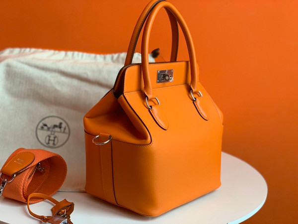 Hermes 20cm Toolbox Bag Orange Swift Calf Leather