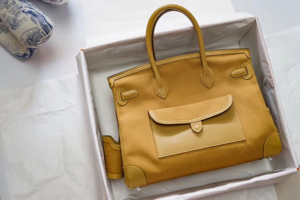 Hermes Limited Edition Cargo Birkin 35 cm Jaune Ambre Swift and canvas