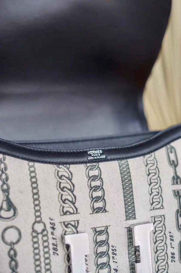 HERMES LIMITED EDITION CONSTANCE 24 TOILE DE CAMP DÉCHAINÉE NOIR BLACK SWIFT PALLADIUM HARDWARE