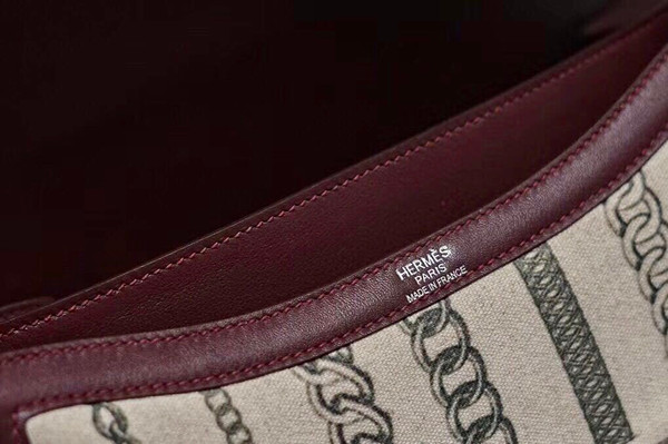HERMES LIMITED EDITION CONSTANCE 24 TOILE DE CAMP DÉCHAINÉE BORDEAUX SWIFT PALLADIUM HARDWARE