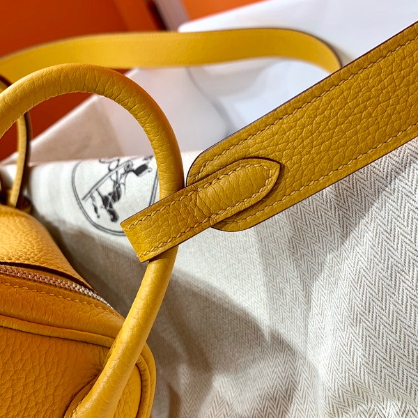 Hermes Mini Lindy 20cm Bag 9D Amber Togo Leather Palladium Hardware