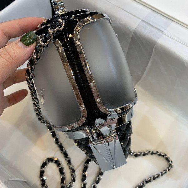 Chanel Limited Edition Black Crystal & Lucite Ski Gondola Minaudiere