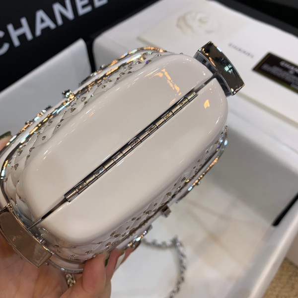 Chanel Limited Edition White Crystal & Lucite Ski Gondola Minaudiere