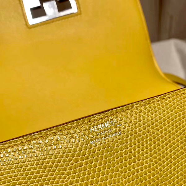 Hermès  9O Jaune de Naples  Lizard Mosaique Au 24-17