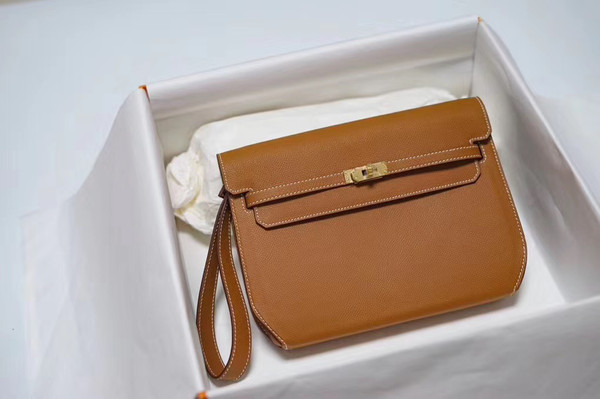 Hermes Kelly Depeches 25 Pochette Gold Epsom Gold Hardware