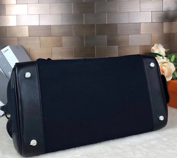 Hermes Limited Edition Cargo Birkin 35 cm Black Swift and Blue Thalassa canvas