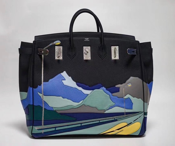 Hermes LIMITED EDITION  ''ENDLESS ROAD - NIGHT'' HAC BIRKIN 50  TOGO, SWIFT & CLÉMENCE LEATHER WITH PALLADIUM HARDWARE