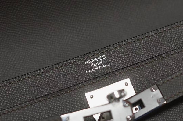 Hermes Kelly Depeches 25 Pochette Black Epsom Palladium Hardware