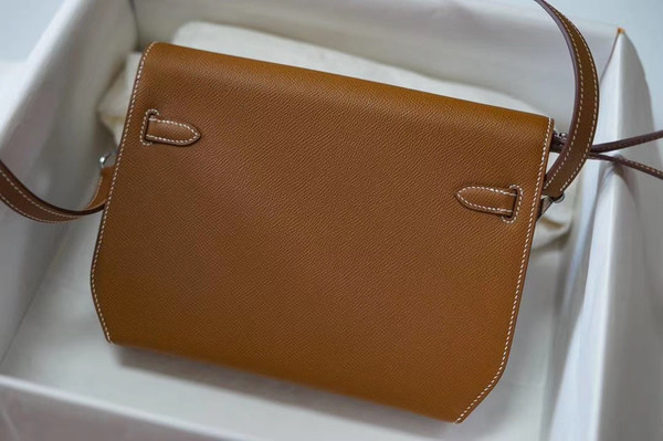 Hermes Kelly Depeches 25 Pochette Gold Epsom Palladium Hardware