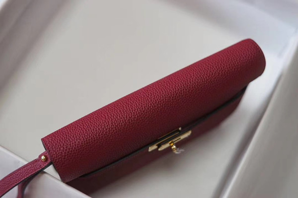 Hermes Kelly Depeches 25 Pochette Rouge Grenat Epsom Gold Hardware