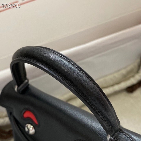 Hermes Quelle Idole Kelly Doll Bag Black Swift Palladium  Hardware
