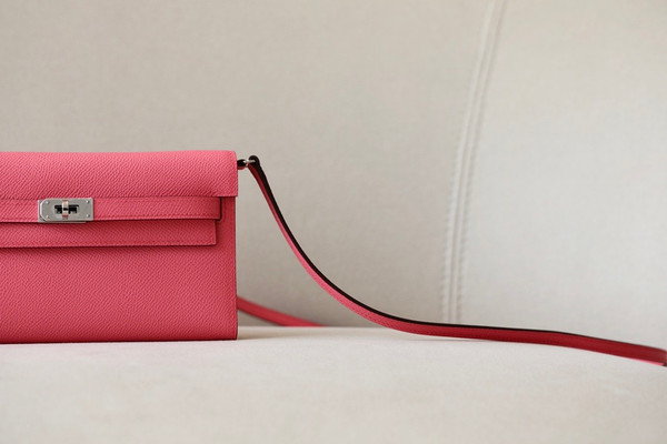 Hermes Kelly Wallet to Go U5 Rose Lipstick EPSOM PHW