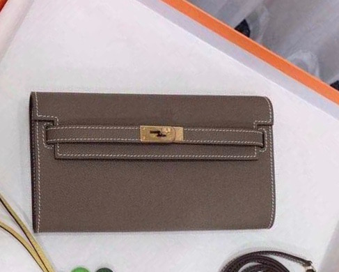 Hermes Kelly Wallet to Go Etoupe EPSOM GHW