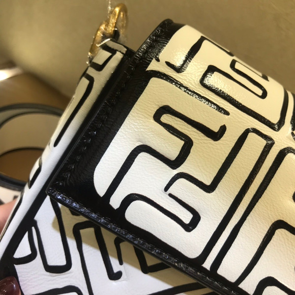 Fendi BAGUETTE White nappa leather FF print bag