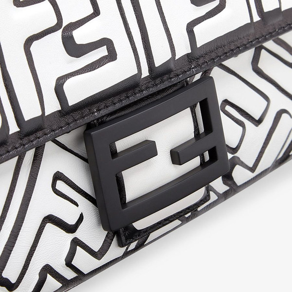 Fendi BAGUETTE White nappa leather FF print bag
