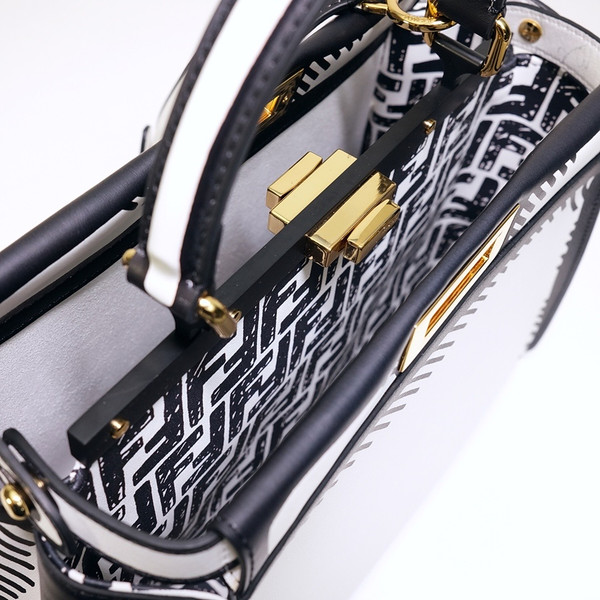 Fendi PEEKABOO ICONIC MEDIUM White leather FF print bag