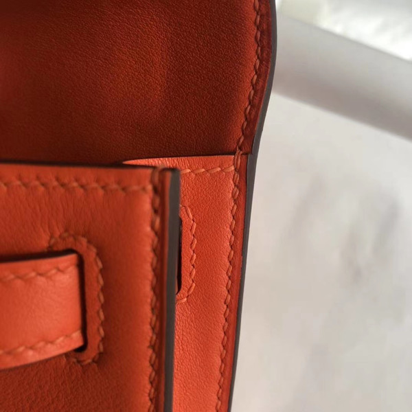 HERMES KELLY CUT CLUTCH BAG ORANGE SWIFT GOLD HARDWARE