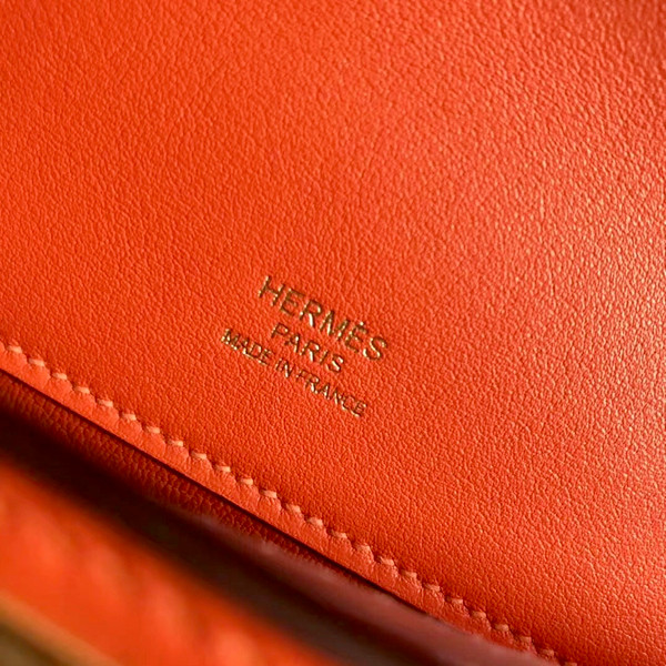 HERMES KELLY CUT CLUTCH BAG ORANGE SWIFT GOLD HARDWARE