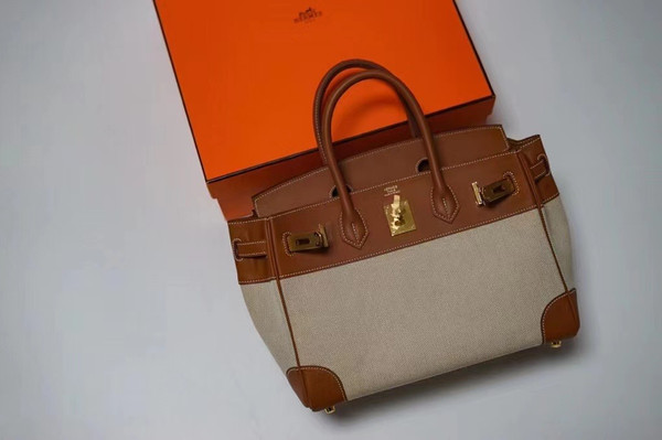 Hermès Birkin 30 Bag Toile Natural BARENIA Leather
