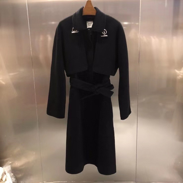 Hermes Double-sided Esprit Peignoir cashmere coat Black