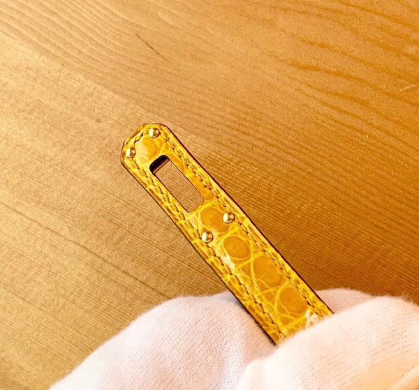 Hermes  9V Sun Yellow Mini Kelly II 20 Alligator Gold Hardware