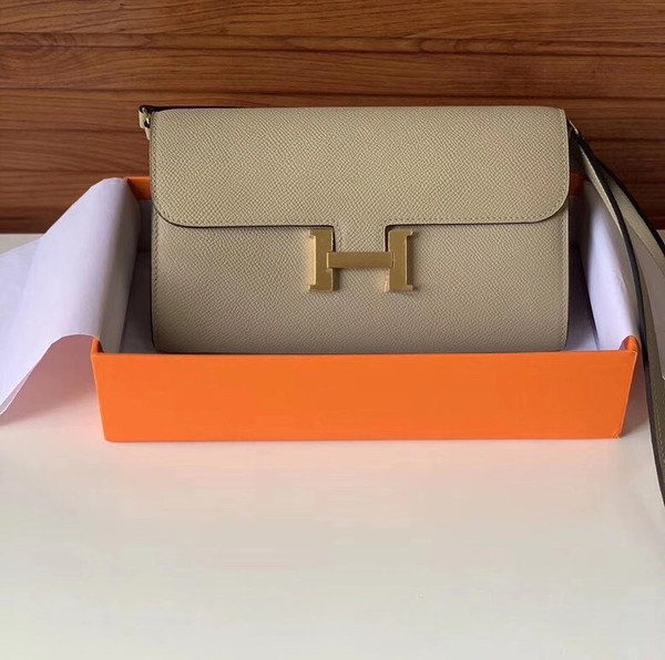 Hermes  Gris Tourterelle Constance Long To Go wallet Epsom Leather Gold Hardware