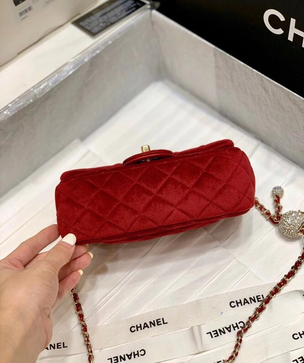 Chanel Velvet Flap Bag Red