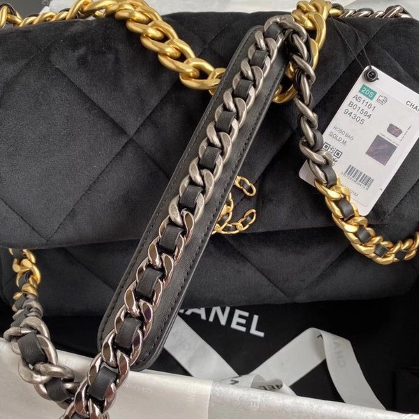 Chanel Velvet 19 flap bag Black