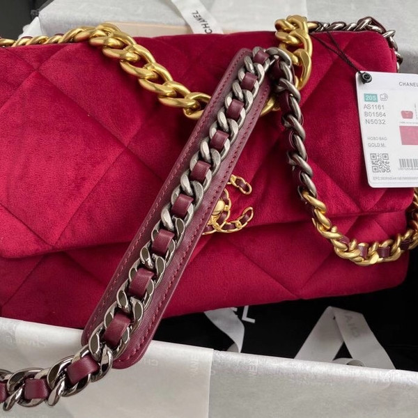 Chanel Velvet 19 flap bag Red