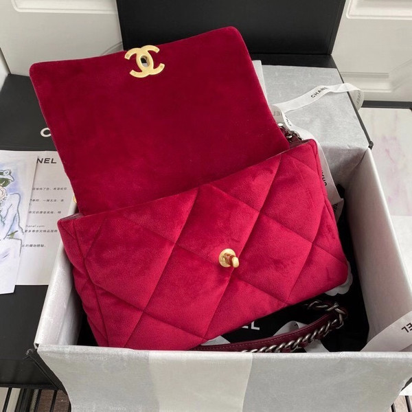 Chanel Velvet 19 flap bag Red