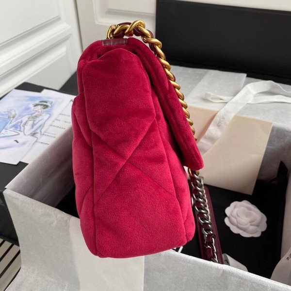 Chanel Velvet 19 flap bag Red