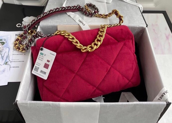 Chanel Velvet 19 flap bag Red