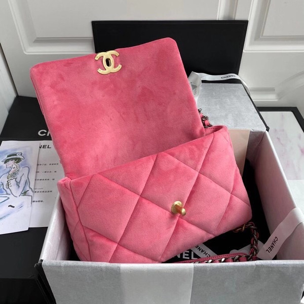 Chanel Velvet 19 flap bag Pink