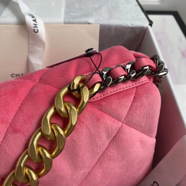 Chanel Velvet 19 flap bag Pink