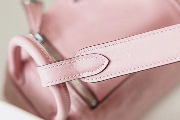 Hermes Mini Lindy 20cm Bag Sakura Pink  Veau Doblis Suede Palladium  Hardware