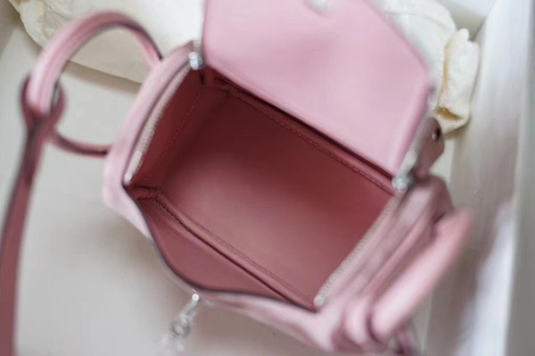 Hermes Mini Lindy 20cm Bag Sakura Pink  Veau Doblis Suede Palladium  Hardware