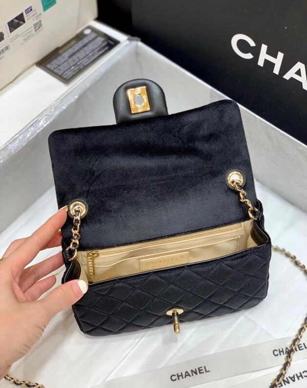 Chanel Velvet Flap Bag Black