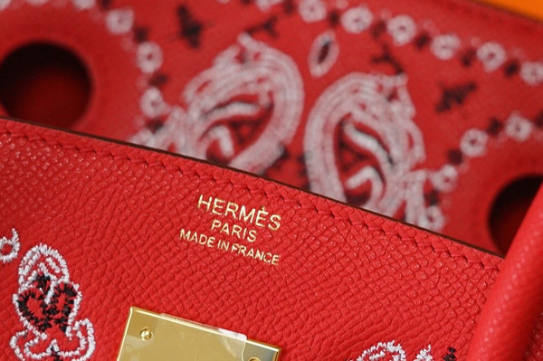 Hermes x Jay Ahr Special Edition custom-embroidering  Red Birkin Bag 30cm Epsom Leather Gold Hardware [Carry by Kylie Jenner, Cardi B]