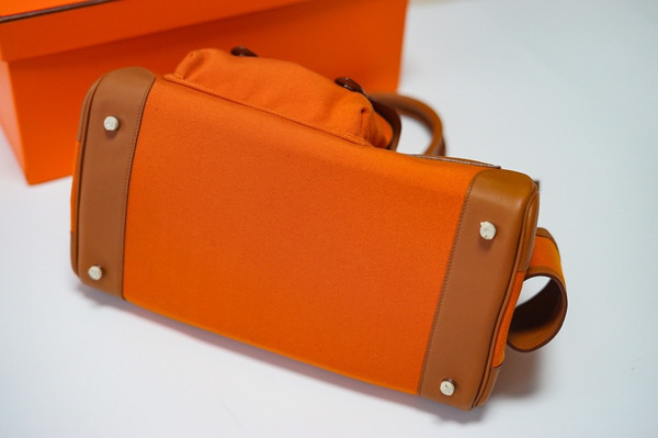 Hermes Limited Edition Cargo Birkin 35 cm Gold Swift and Orange canvas