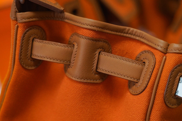 Hermes Limited Edition Cargo Birkin 35 cm Gold Swift and Orange canvas