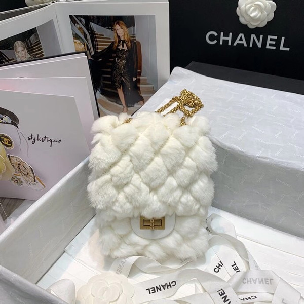 Chanel Shearling Lambskin Mini 2.55 Handbag White
