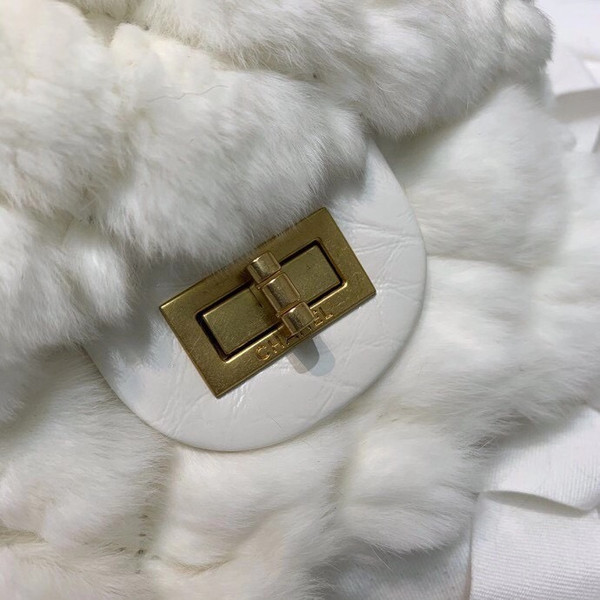 Chanel Shearling Lambskin Mini 2.55 Handbag White