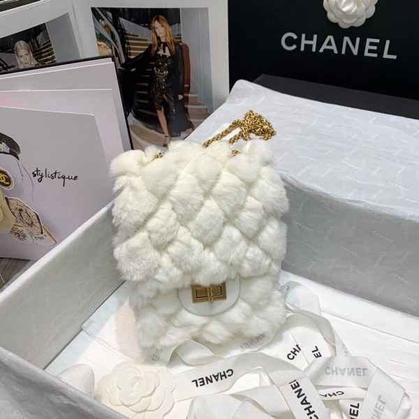 Chanel Shearling Lambskin Mini 2.55 Handbag White