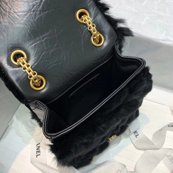 Chanel Shearling Lambskin Mini 2.55 Handbag Black