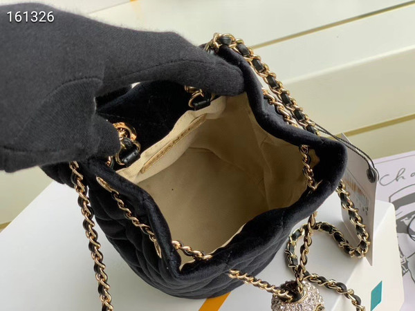 Chanel Velvet Drawstring Bag Black