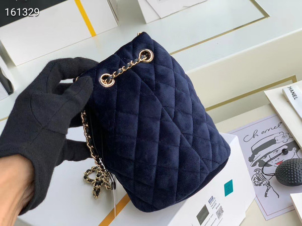 Chanel Velvet Drawstring Bag Blue