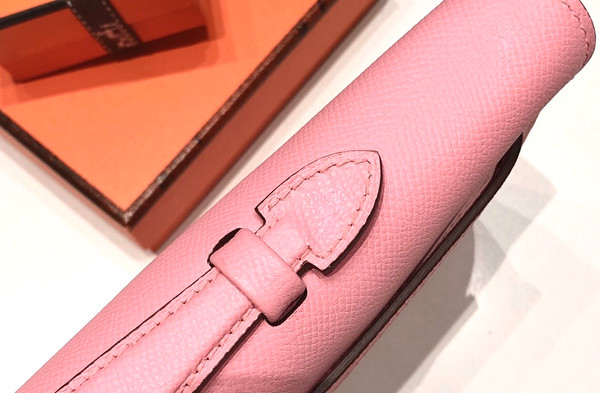 HERMES KELLY CUT CLUTCH BAG SAKURA PINK EPSOM GOLD HARDWARE