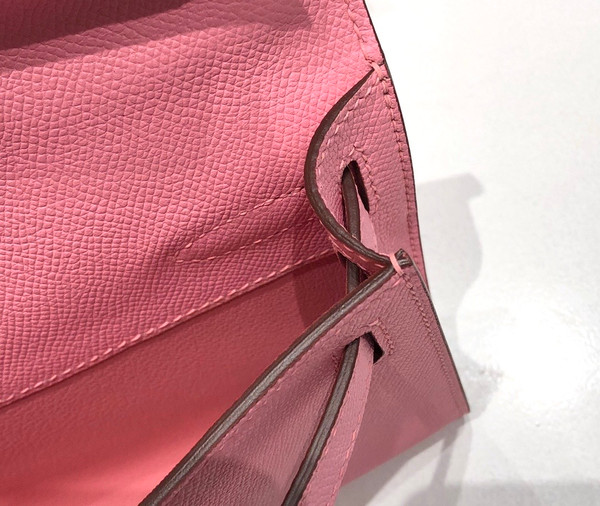 HERMES KELLY CUT CLUTCH BAG SAKURA PINK EPSOM GOLD HARDWARE