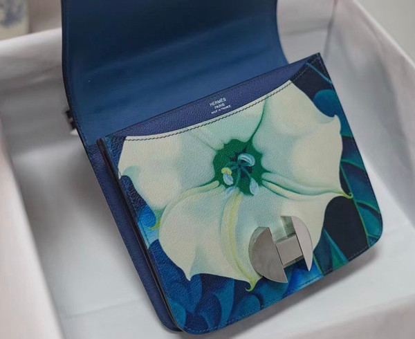 Hermès Limited Edition 2002 20cm "Sieste au Paradis” Blue Palladium Hardware
